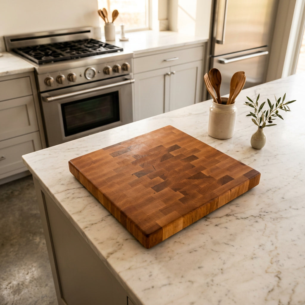 End Grain Maple Cutting Board 11x11 with Rubber Feet