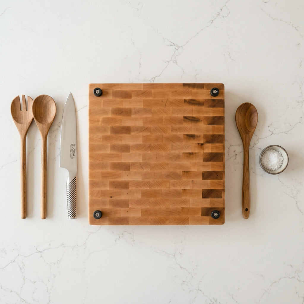 11x11 End Grain Maple Butcher Block with Rubber Feet