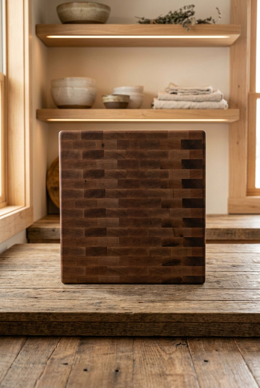 11x11 End Grain Maple Butcher Block with Rubber Feet
