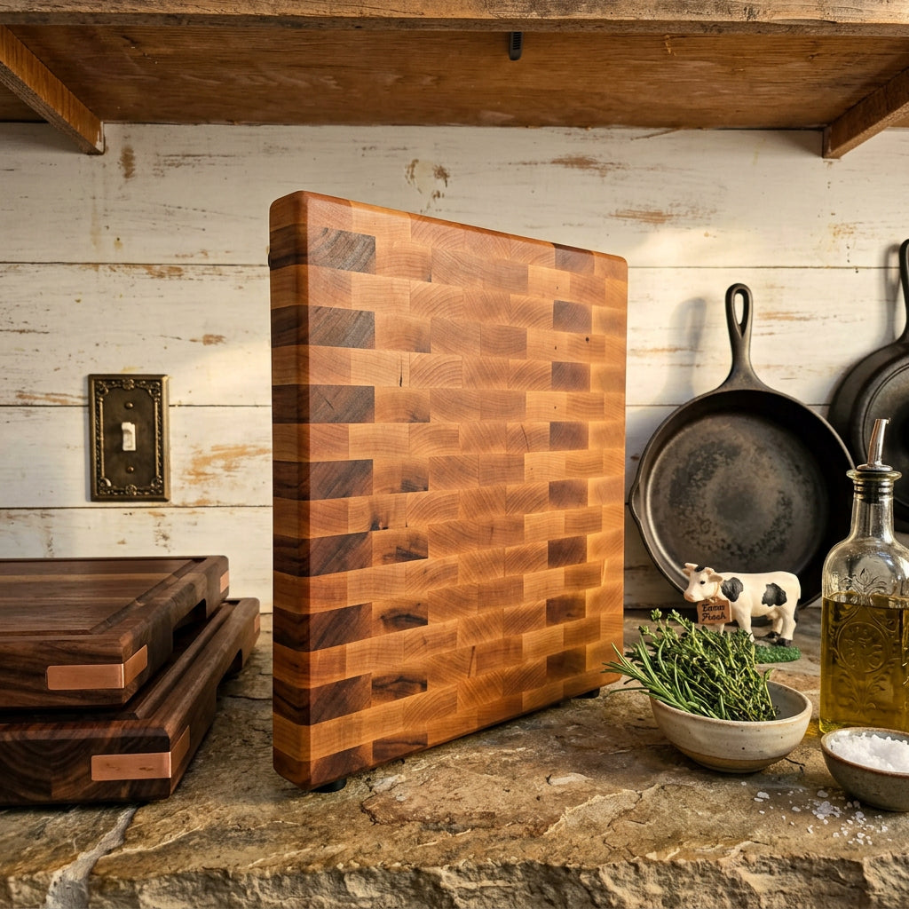 11x11 End Grain Maple Butcher Block with Rubber Feet