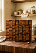 Brick Pattern Maple & Walnut End Grain Cutting Board Set