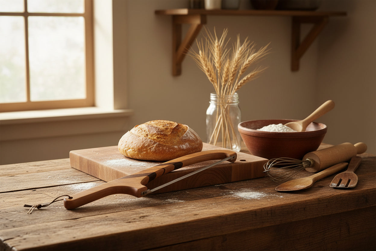 Handmade 16" Cherry & Black Walnut Bread Knife / Sourdough Knife