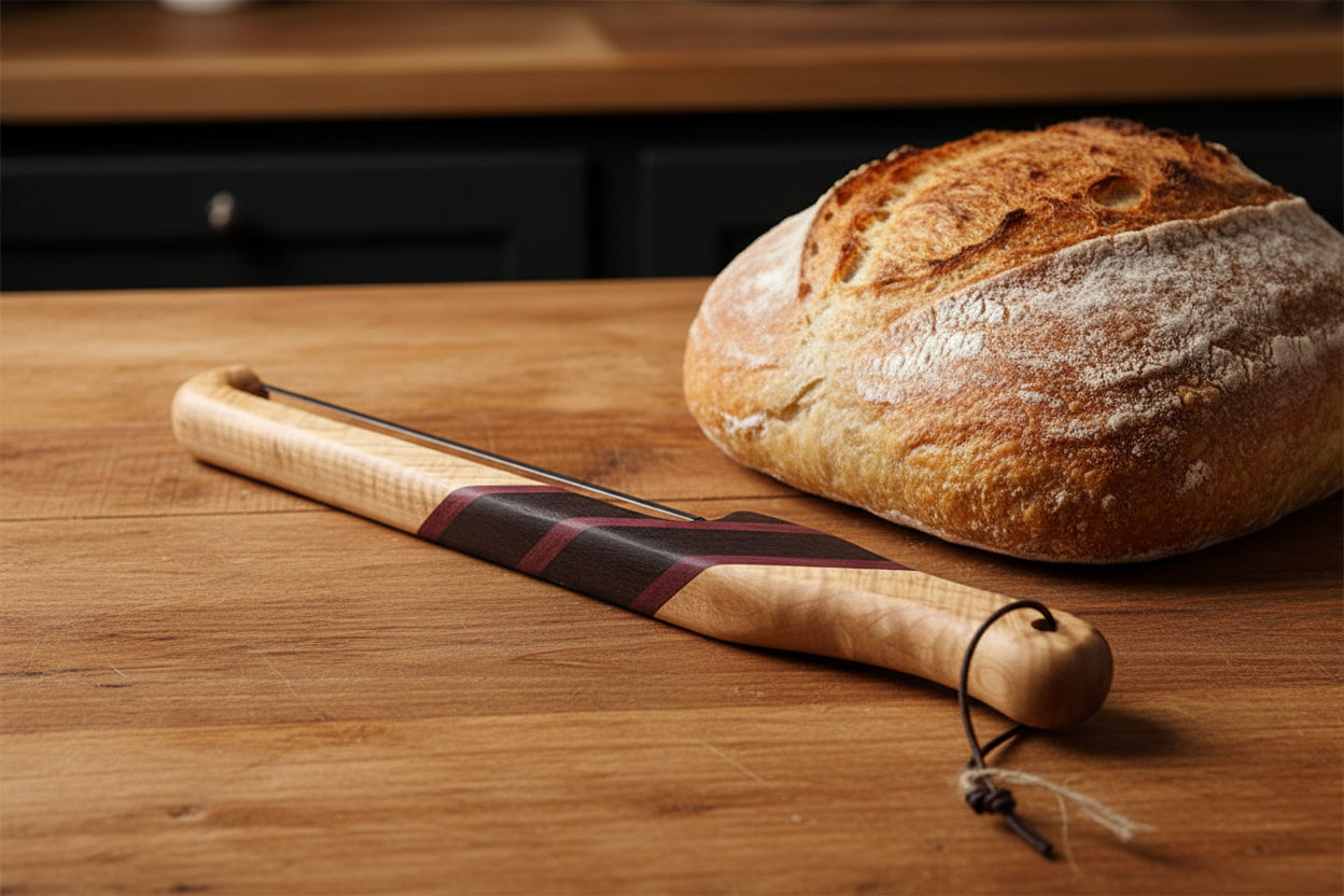 16" Curly Maple, Wenge & Purpleheart Bread Knife