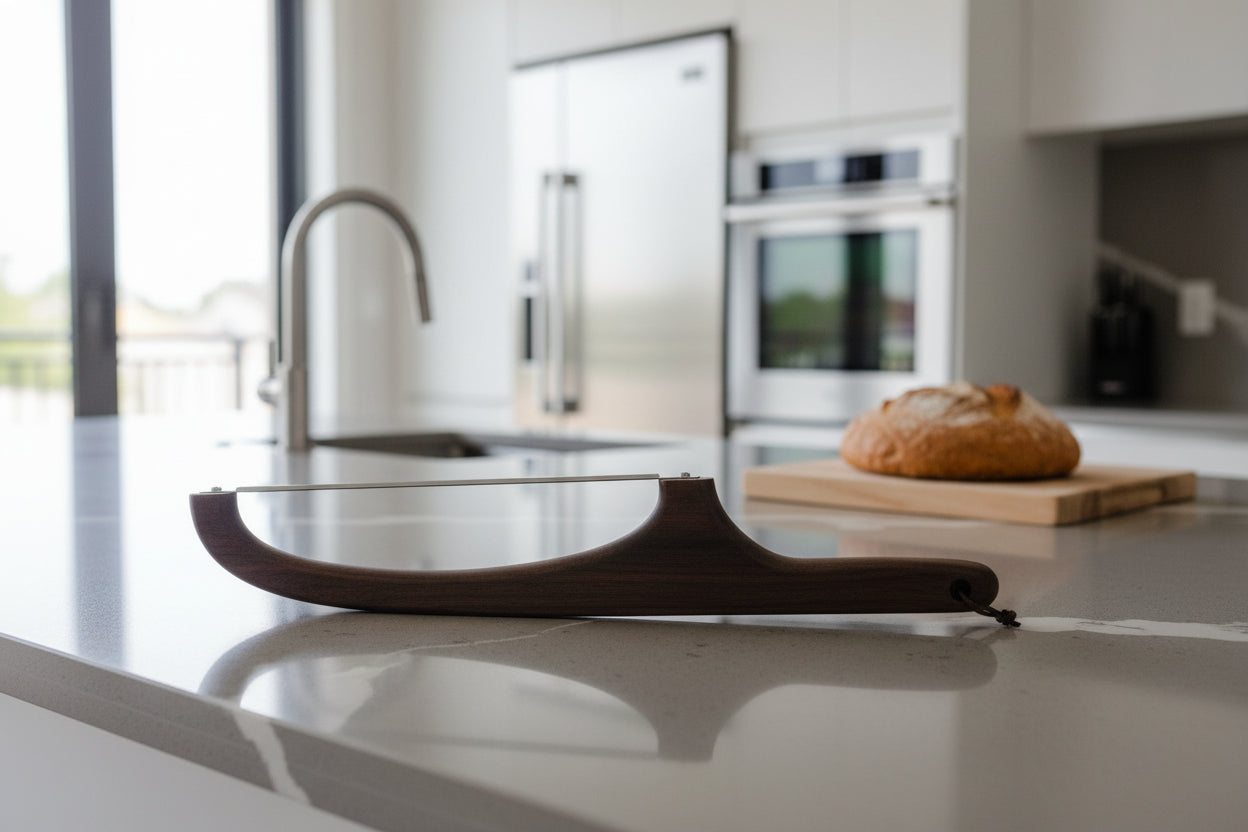 16" Right‑Handed Bread Knife — Black Walnut Handcrafted • Serrated Wooden Blade • Food‑Safe Finish