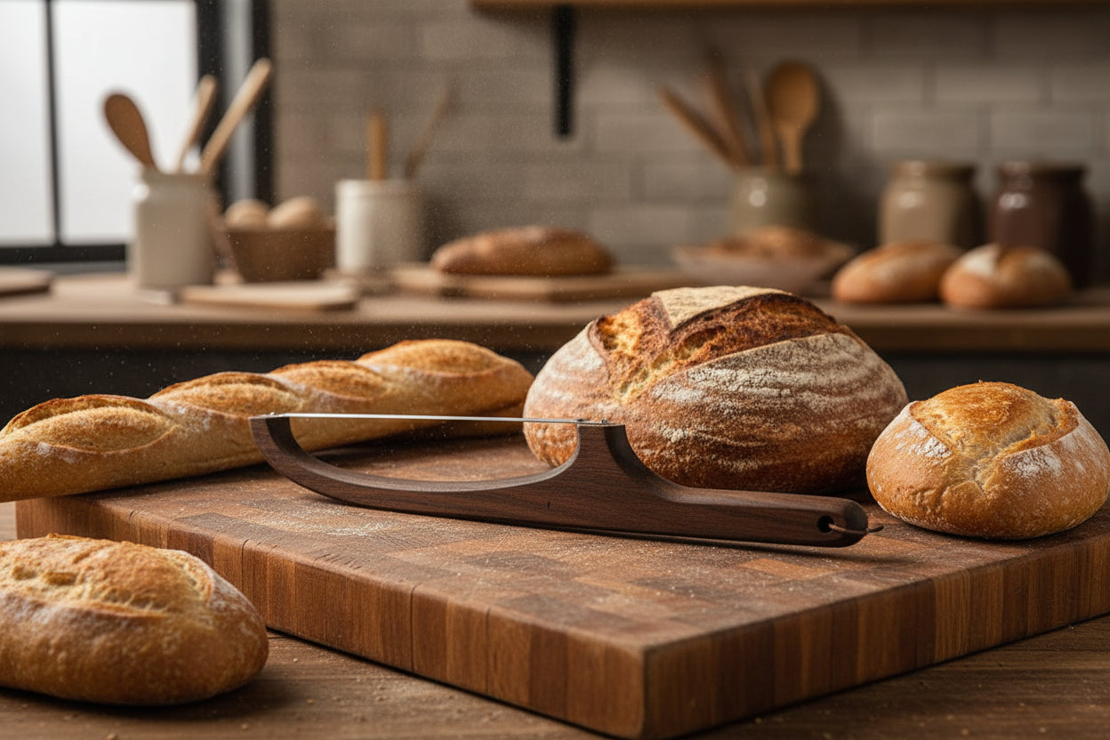 16" Right‑Handed Bread Knife — Black Walnut Handcrafted • Serrated Wooden Blade • Food‑Safe Finish