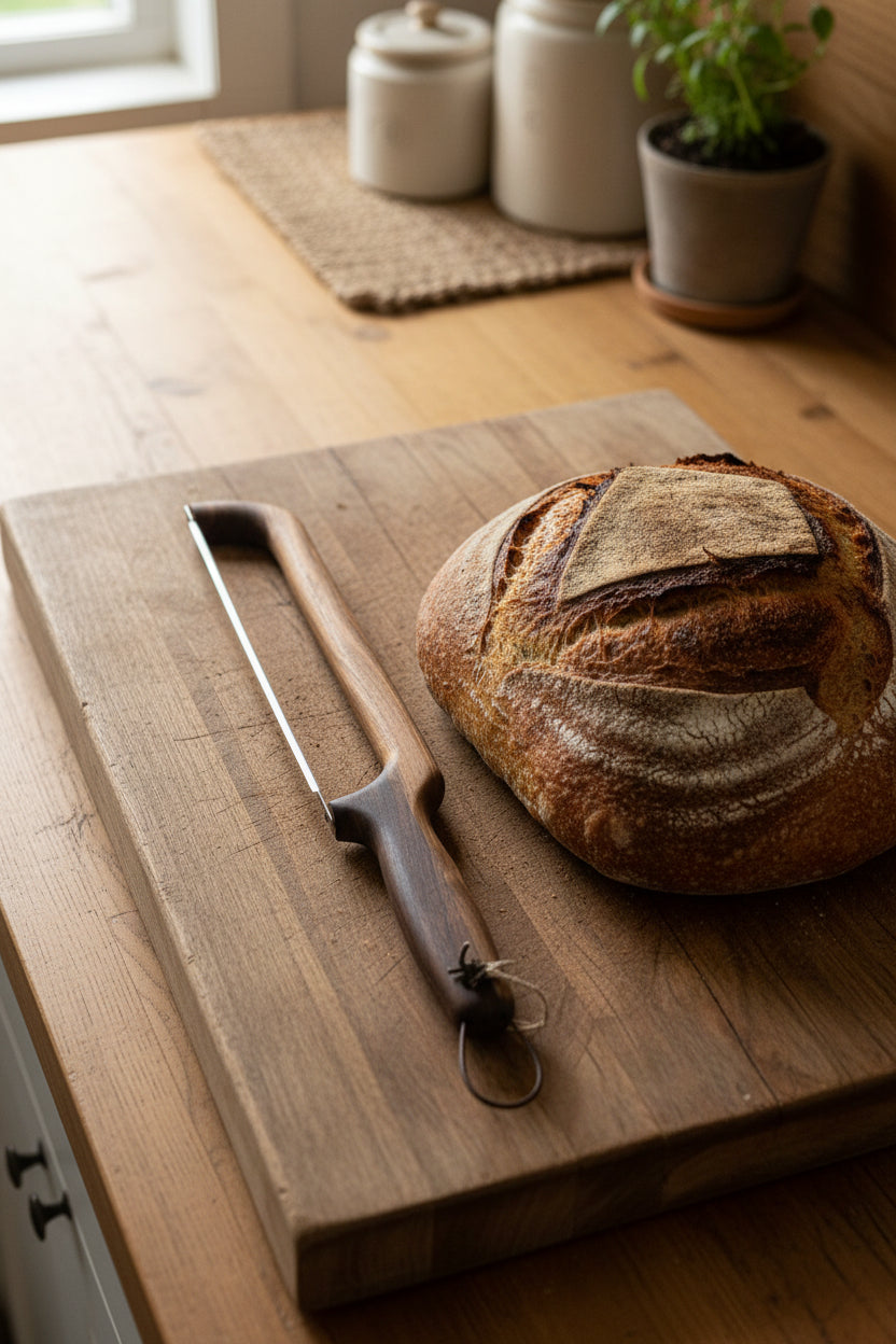 Handcrafted 16" Black Walnut Bread Knife — Artisan Sourdough Slicer
