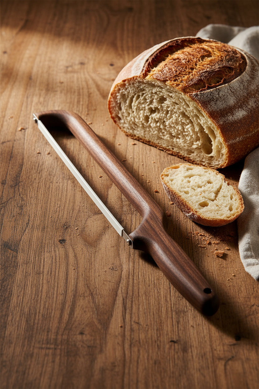 Handcrafted 16" Black Walnut Bread Knife — Right‑Handed Artisan Slicer