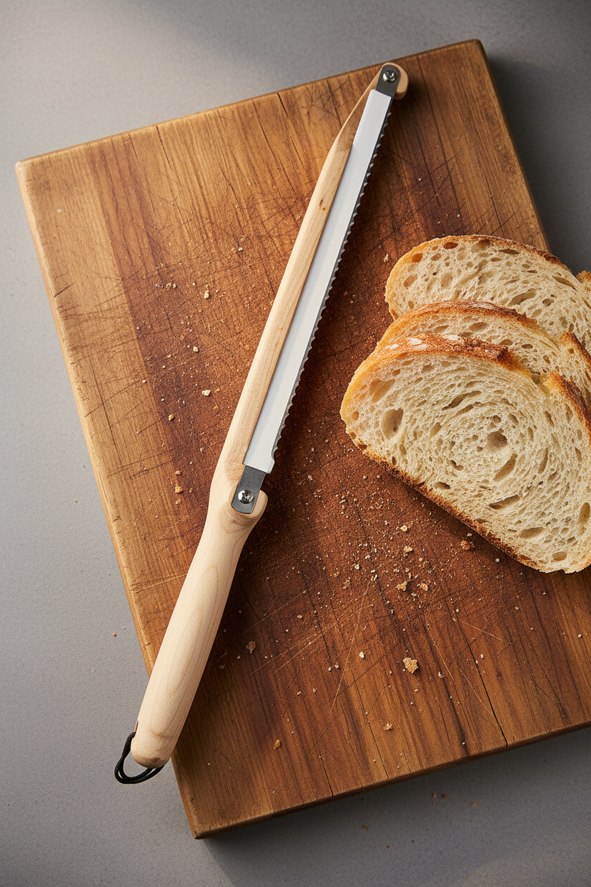 Handcrafted 16" Northern Hard Maple Bread Knife — Right‑Handed Sourdough Slicer