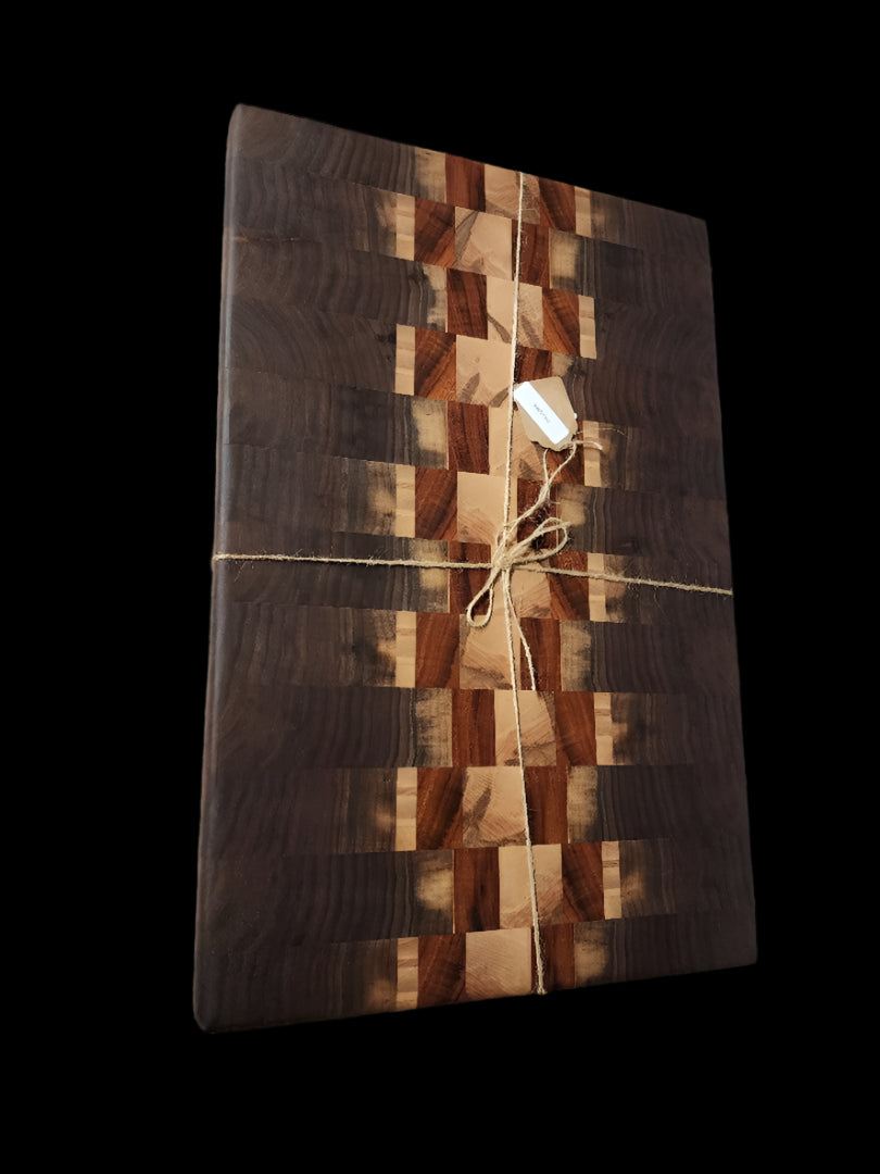 Butcher Block – Handcrafted Black Walnut, Tigerwood & Maple Board
