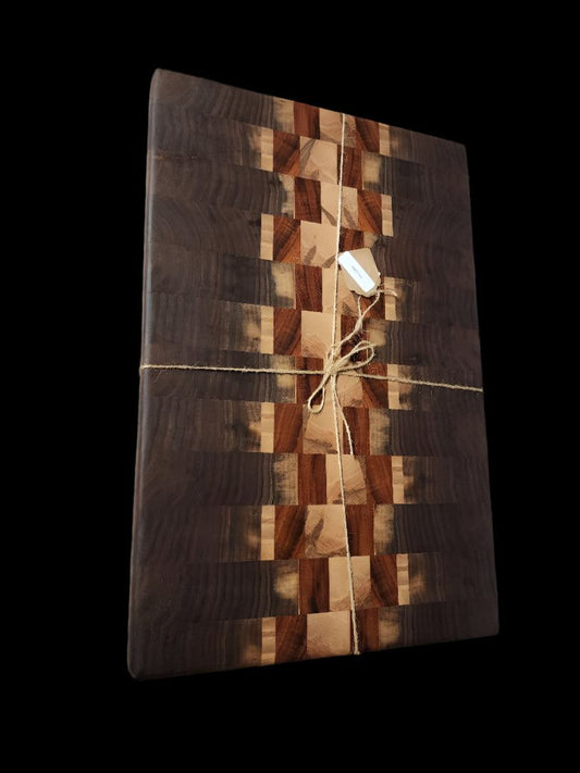 Butcher Block – Handcrafted Black Walnut, Tigerwood & Maple Board