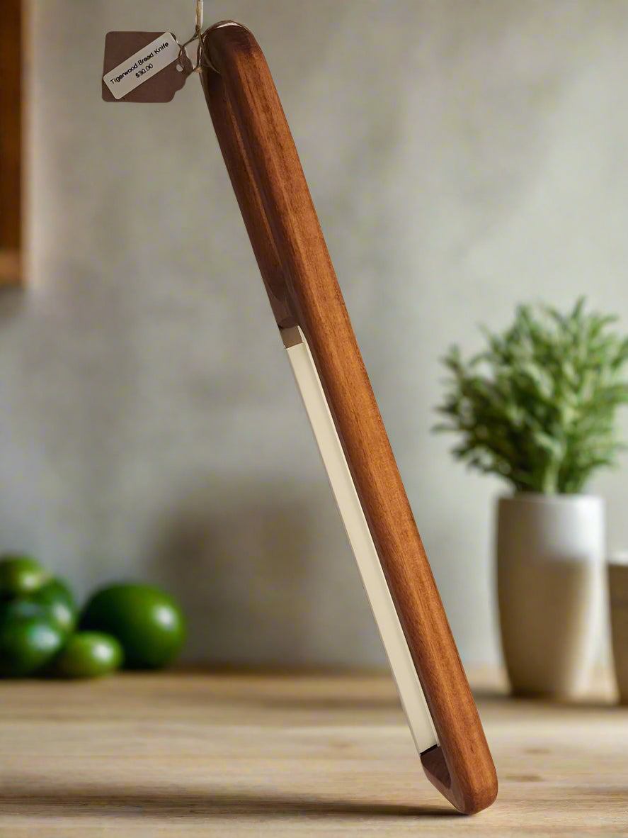 Handcrafted Tigerwood Bread Knife