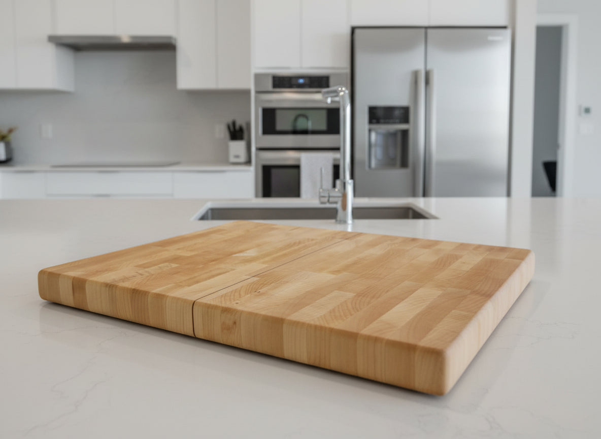 Handmade Hard Maple End Grain Butcher Block – 12x16x1.25" with Rubber Feet