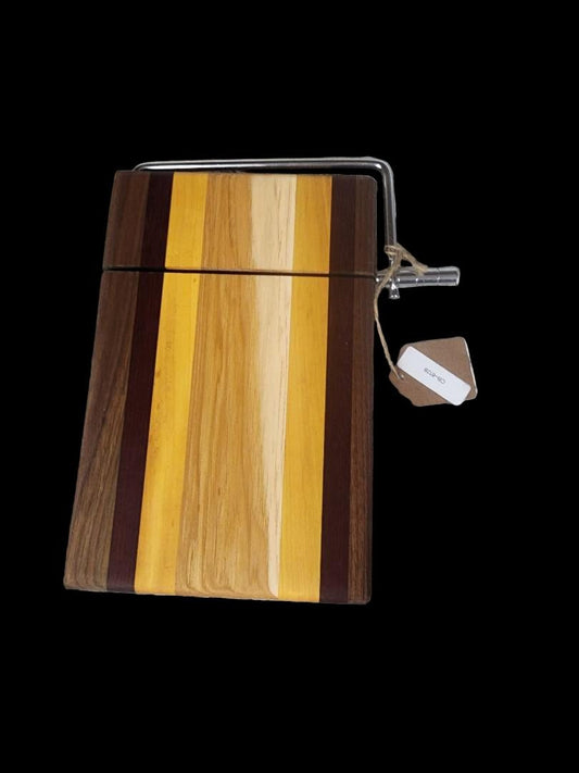 Cheese Slicer - Handmade Bloodwood, Walnut & Hickory with Stainless Steel Wire, 6x9 Inches