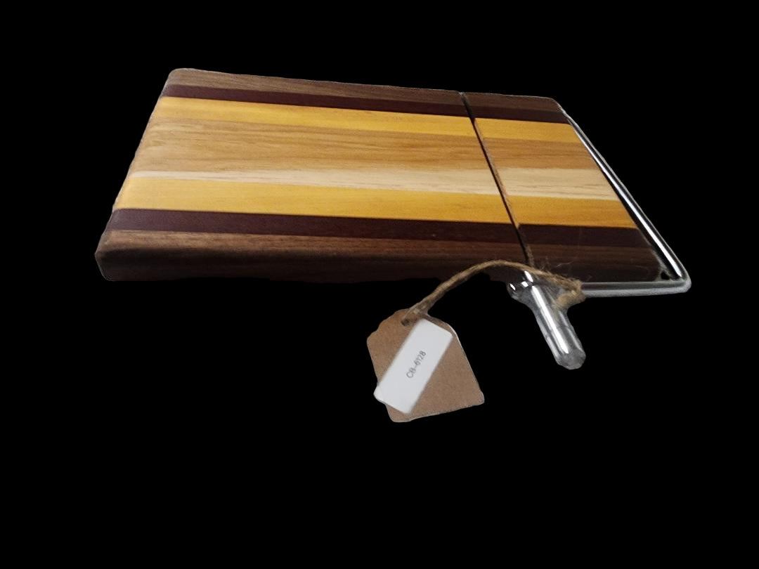 Cheese Slicer - Handmade Bloodwood, Walnut & Hickory with Stainless Steel Wire, 6x9 Inches