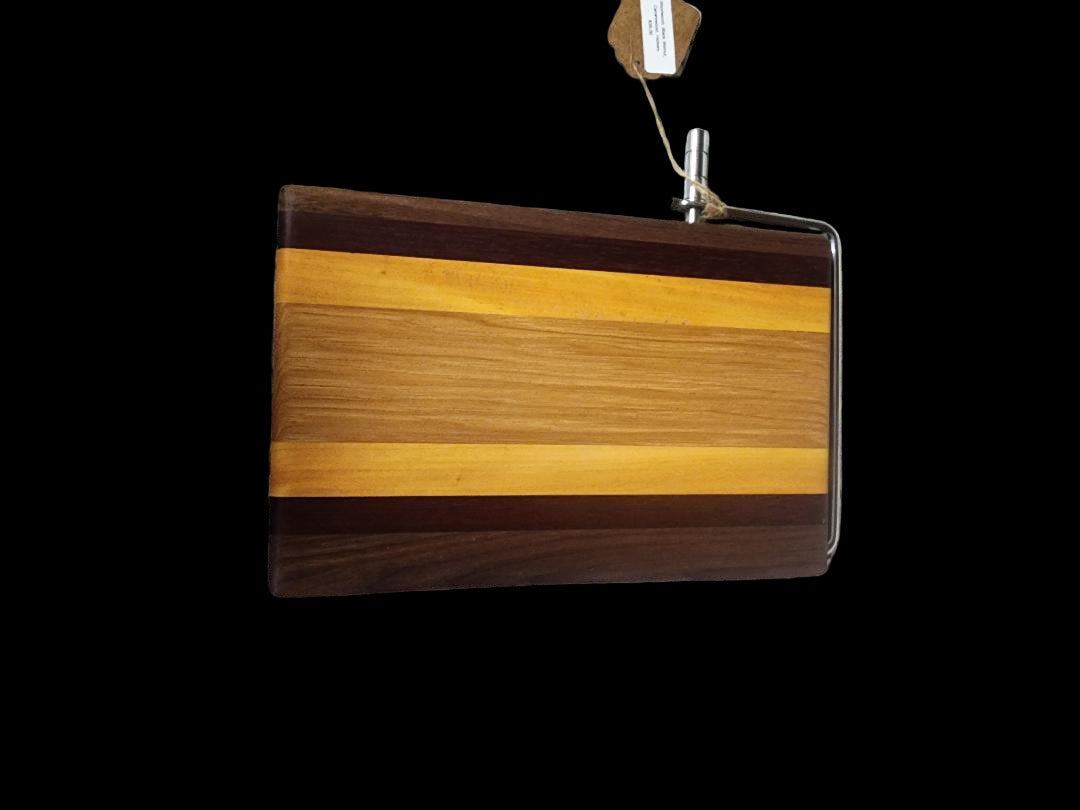 Cheese Slicer - Handmade Bloodwood, Walnut & Hickory with Stainless Steel Wire, 6x9 Inches