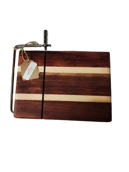 Handmade 6"x8"x.75" Bubinga & Maple Cheese Slicer – Artisan Elegance for Your Kitchen