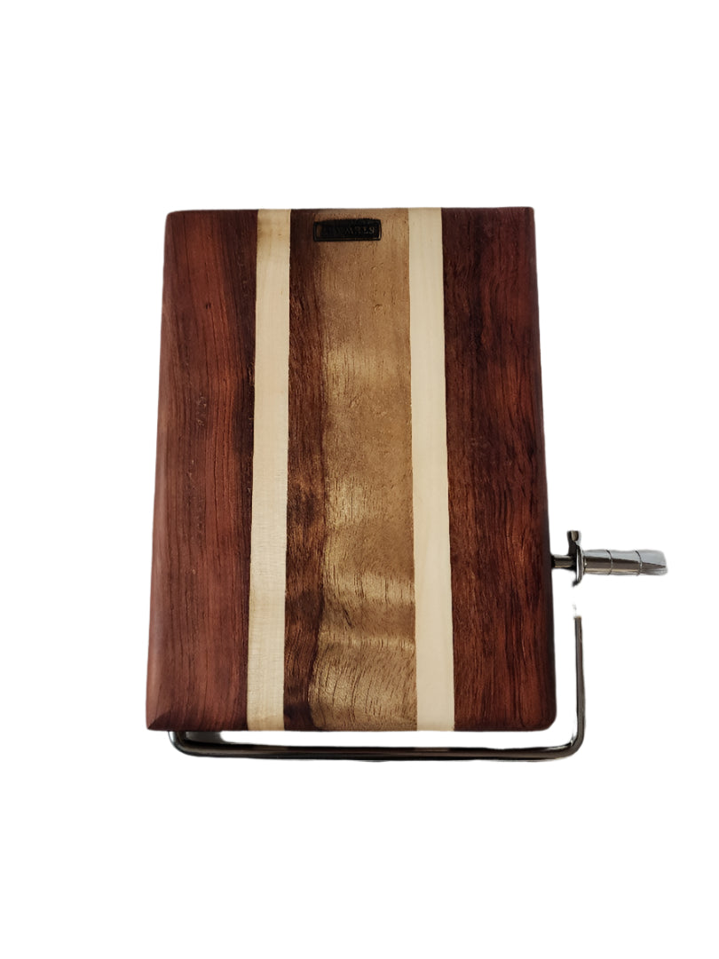 Handmade 6"x8"x.75" Bubinga & Maple Cheese Slicer – Artisan Elegance for Your Kitchen