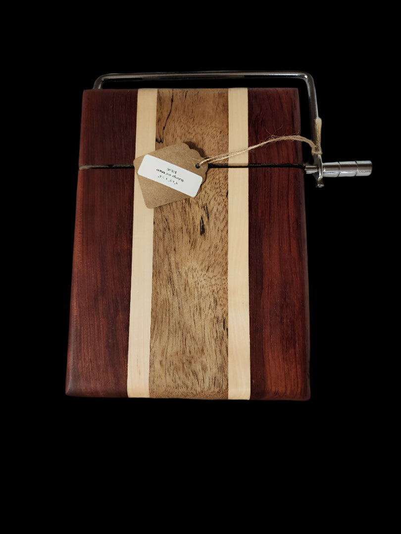 Handcrafted Bubinga & Maple Cheese Slicer – 6"x8"x.75"