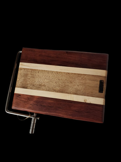 Handcrafted Bubinga & Maple Cheese Slicer – 6"x8"x.75"