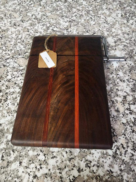 Cheese Cutter Handmade Black Walnut & Padauk Hardwood 6x9