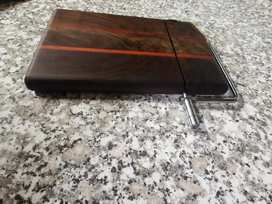 Cheese Cutter Handmade Black Walnut & Padauk Hardwood 6x9