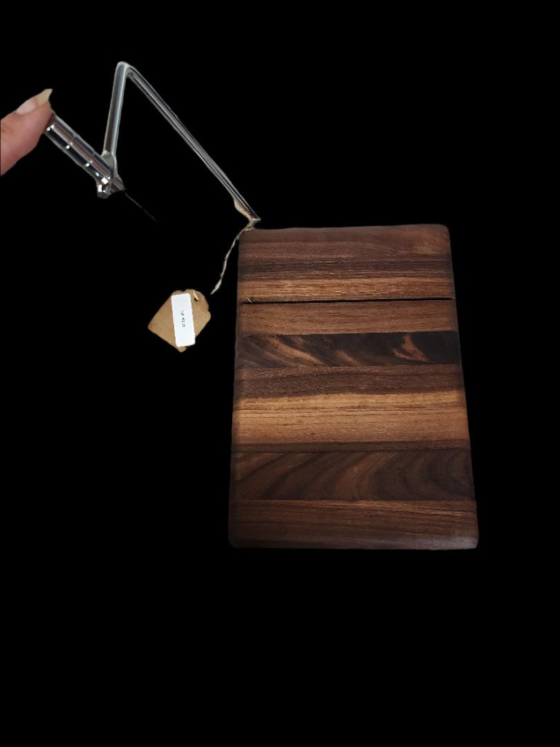 Handcrafted Cheese Slicer – Black Walnut – 6" x 9" x 3/4" – Includes Conditioner & Spare Wire