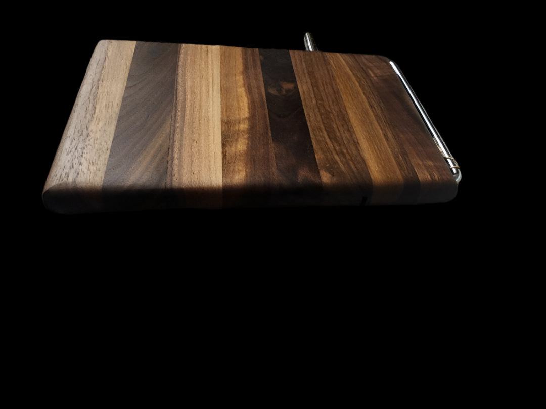 Handcrafted Cheese Slicer – Black Walnut – 6" x 9" x 3/4" – Includes Conditioner & Spare Wire