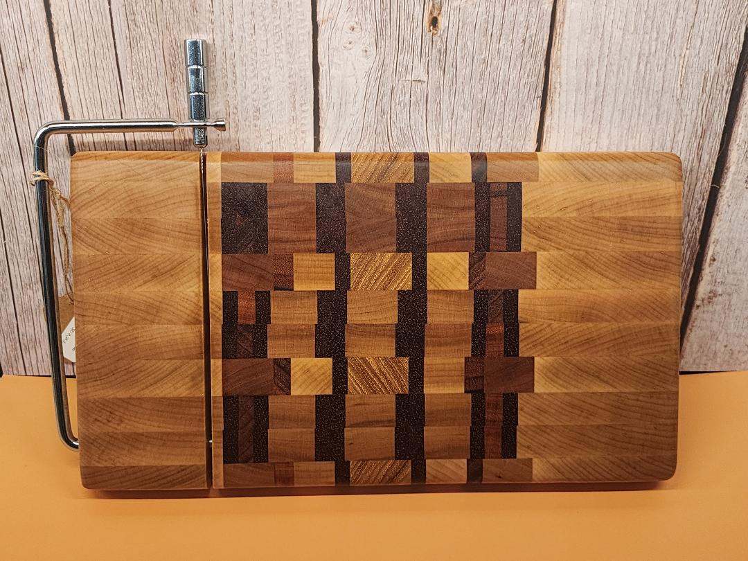 End Grain Cheese Slicer - Handcrafted Maple, Cherry, Tigerwood, Padauk
