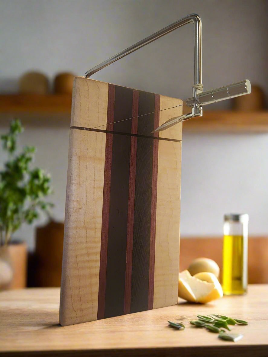 Cheese Slicer - Handcrafted Wenge, Purpleheart & Ambrosia Maple Design
