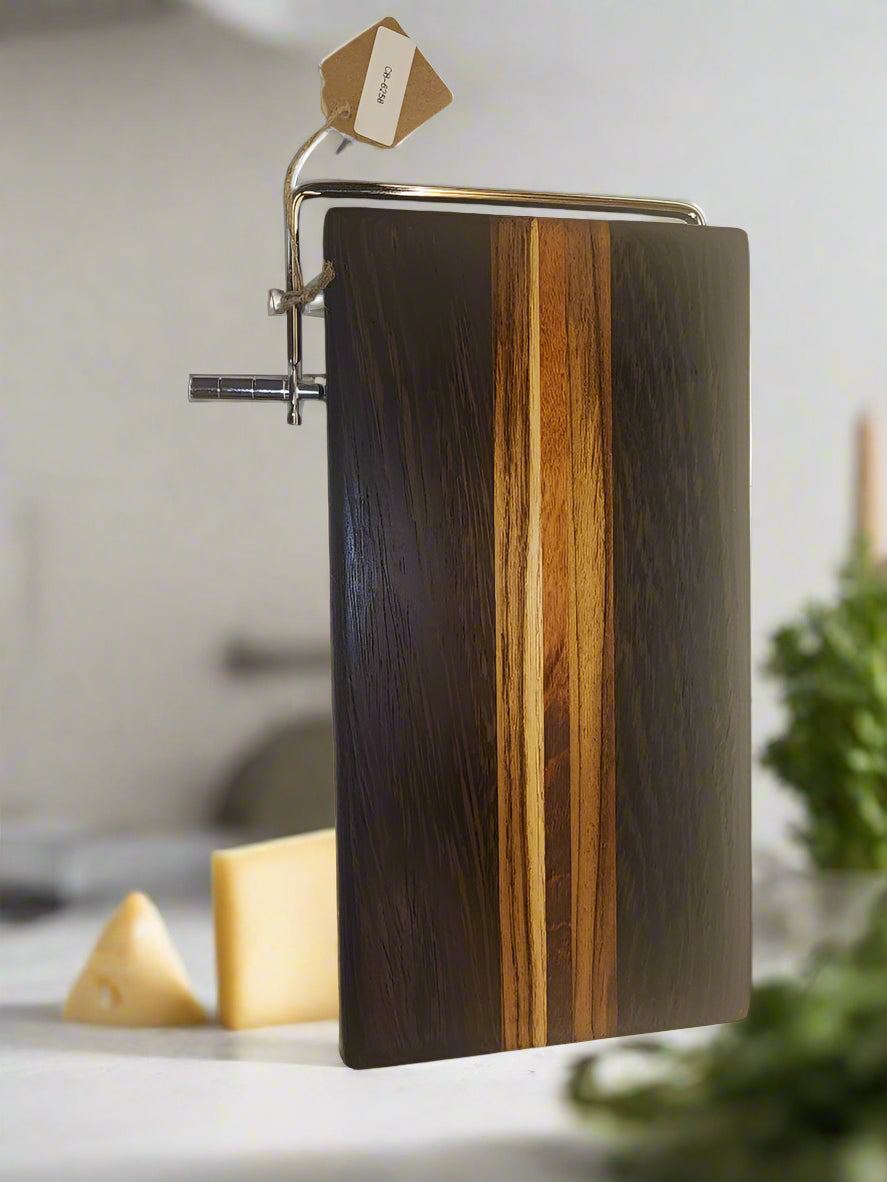 Cheese Slicer – Handcrafted Wenge, Teak & Tigerwood Design for Elegant Serving