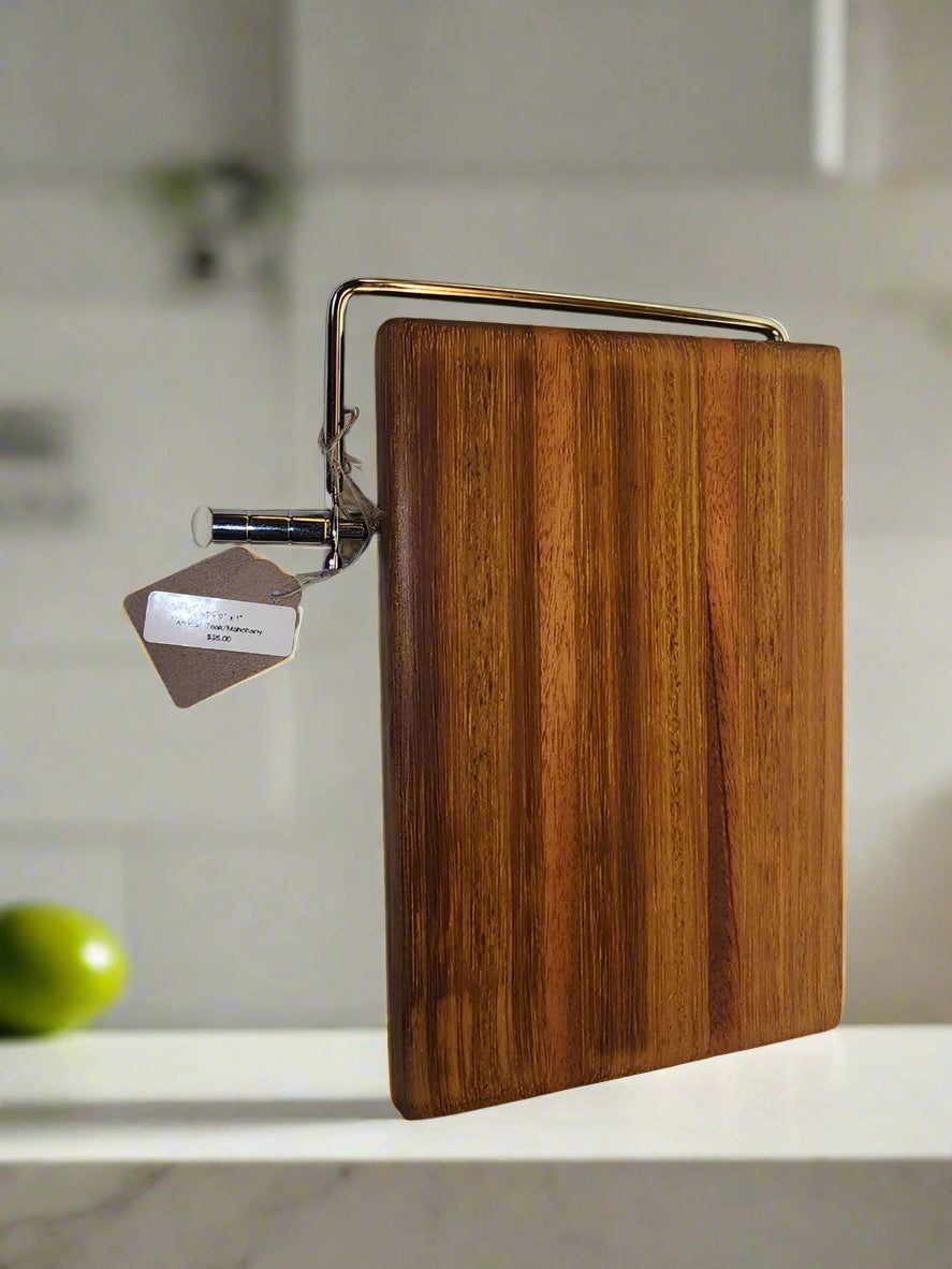 Cheese Slicer - Handcrafted African Teak & Mahogany Cheese Cutter, 6x9x1