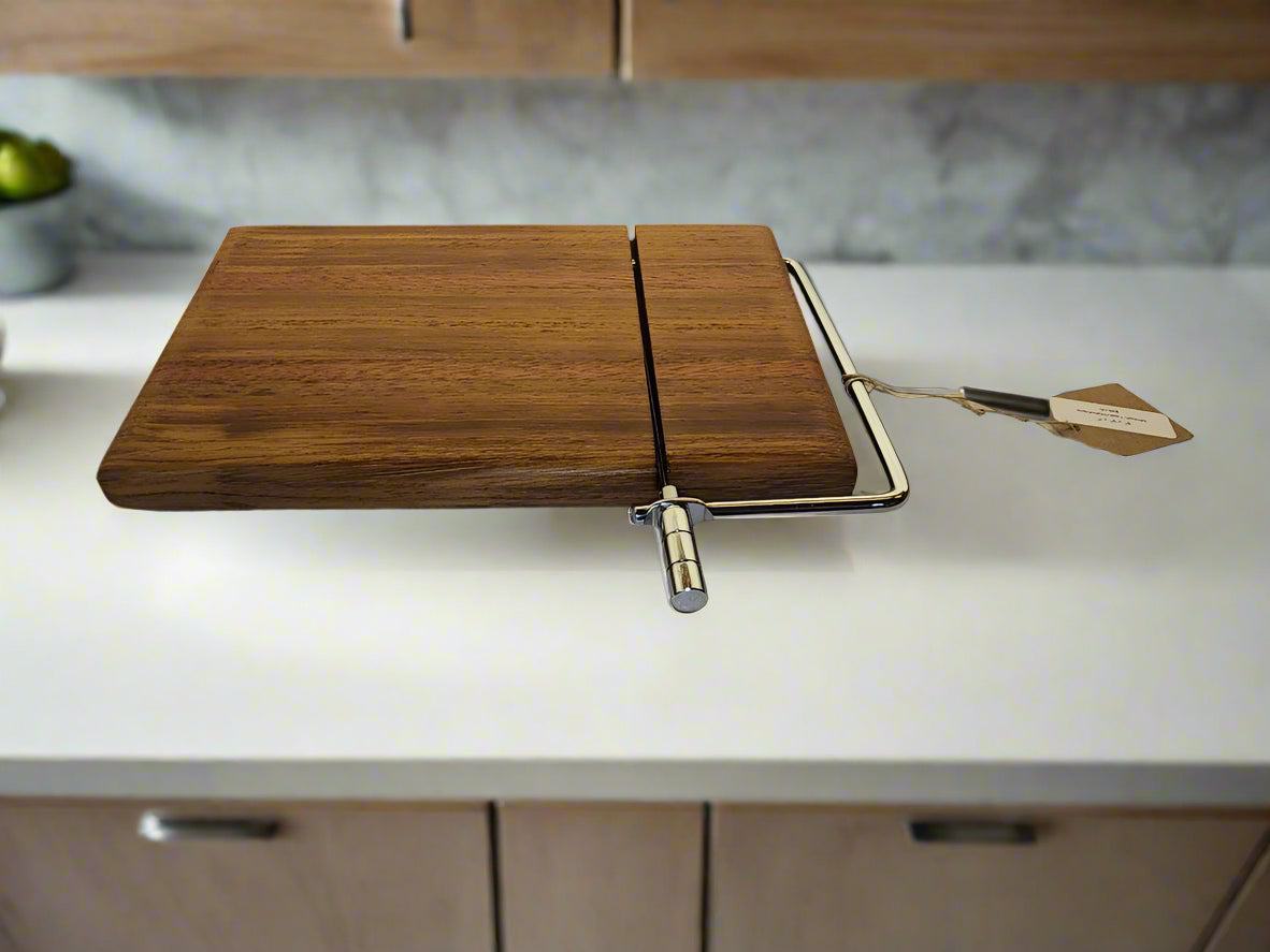 Cheese Slicer - Handcrafted African Teak & Mahogany Cheese Cutter, 6x9x1