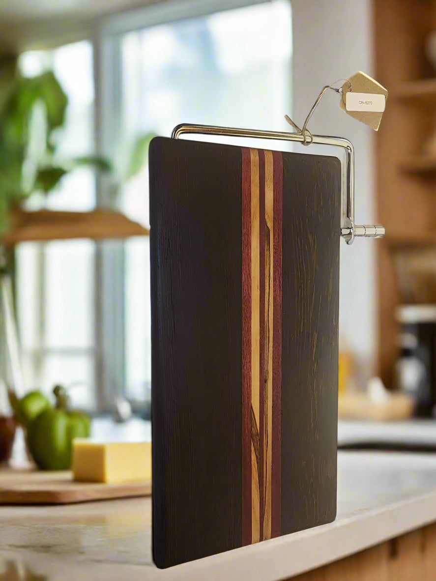 Cheese Slicer - Left-Handed 6"x11.5" Wenge & Purpleheart Handmade Cutter