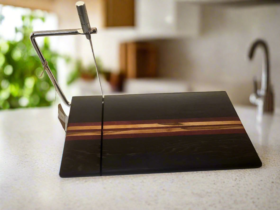 Cheese Slicer - Left-Handed 6"x11.5" Wenge & Purpleheart Handmade Cutter