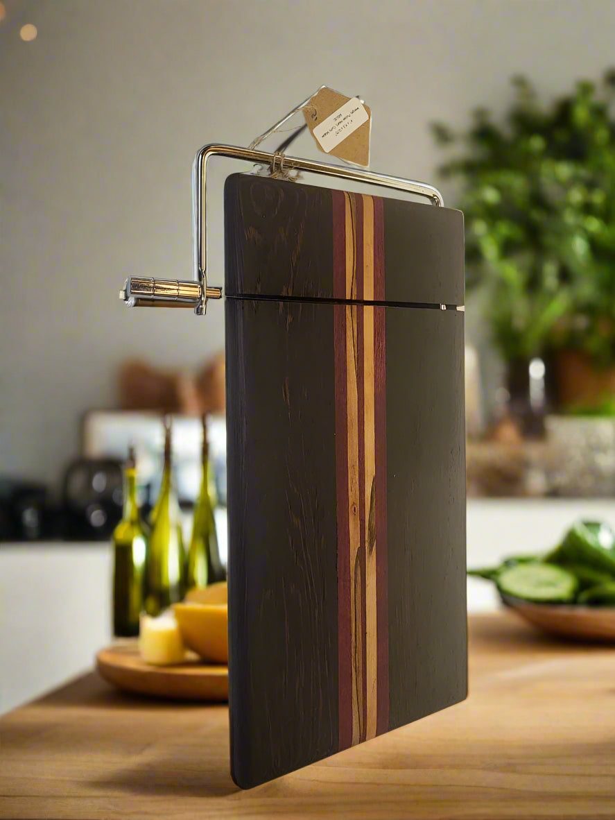 Cheese Slicer - Left-Handed 6"x11.5" Wenge & Purpleheart Handmade Cutter