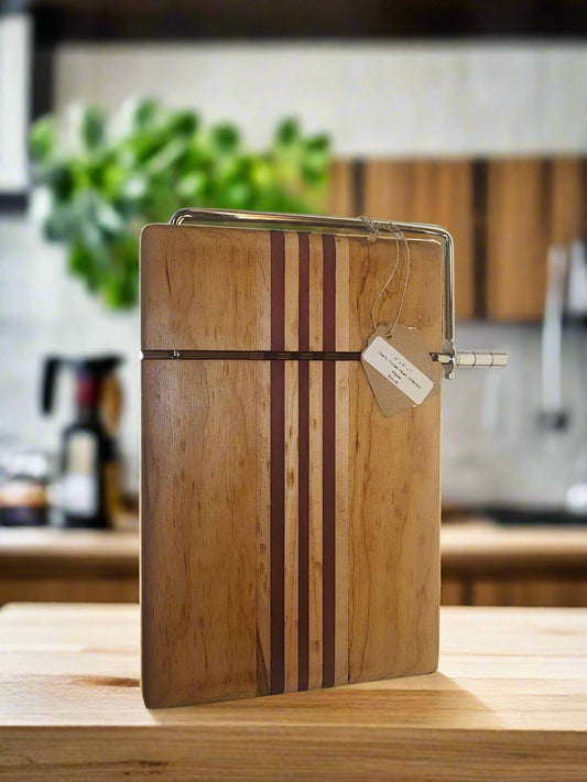 Cheese Slicer: Handcrafted Cherry, Purpleheart & Ambrosia Maple 6"x9" Slicer