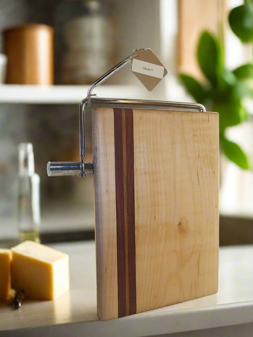 Cheese Slicer - Handcrafted Curly Maple & Teak for Perfect Cheese Cuts