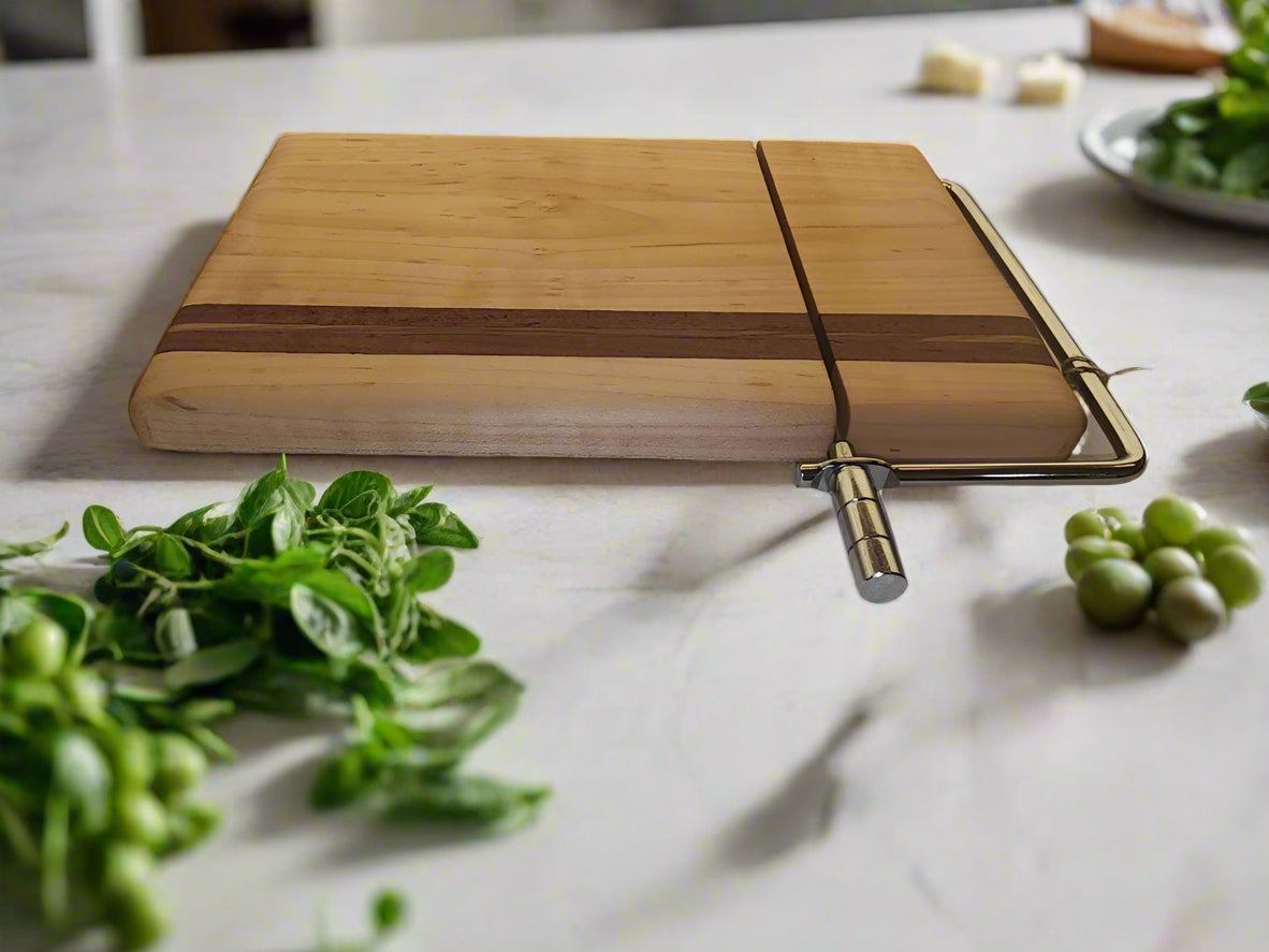 Cheese Slicer - Handcrafted Curly Maple & Teak for Perfect Cheese Cuts