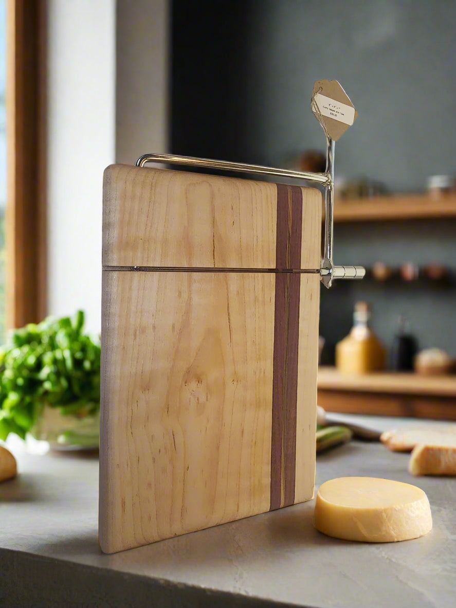 Cheese Slicer - Handcrafted Curly Maple & Teak for Perfect Cheese Cuts