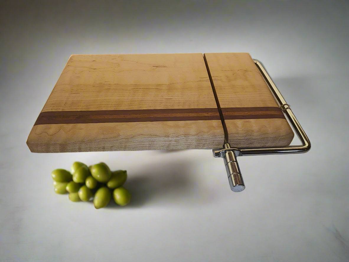 Cheese Slicer - Handcrafted Curly Maple, Purpleheart & Tigerwood 6"x9"