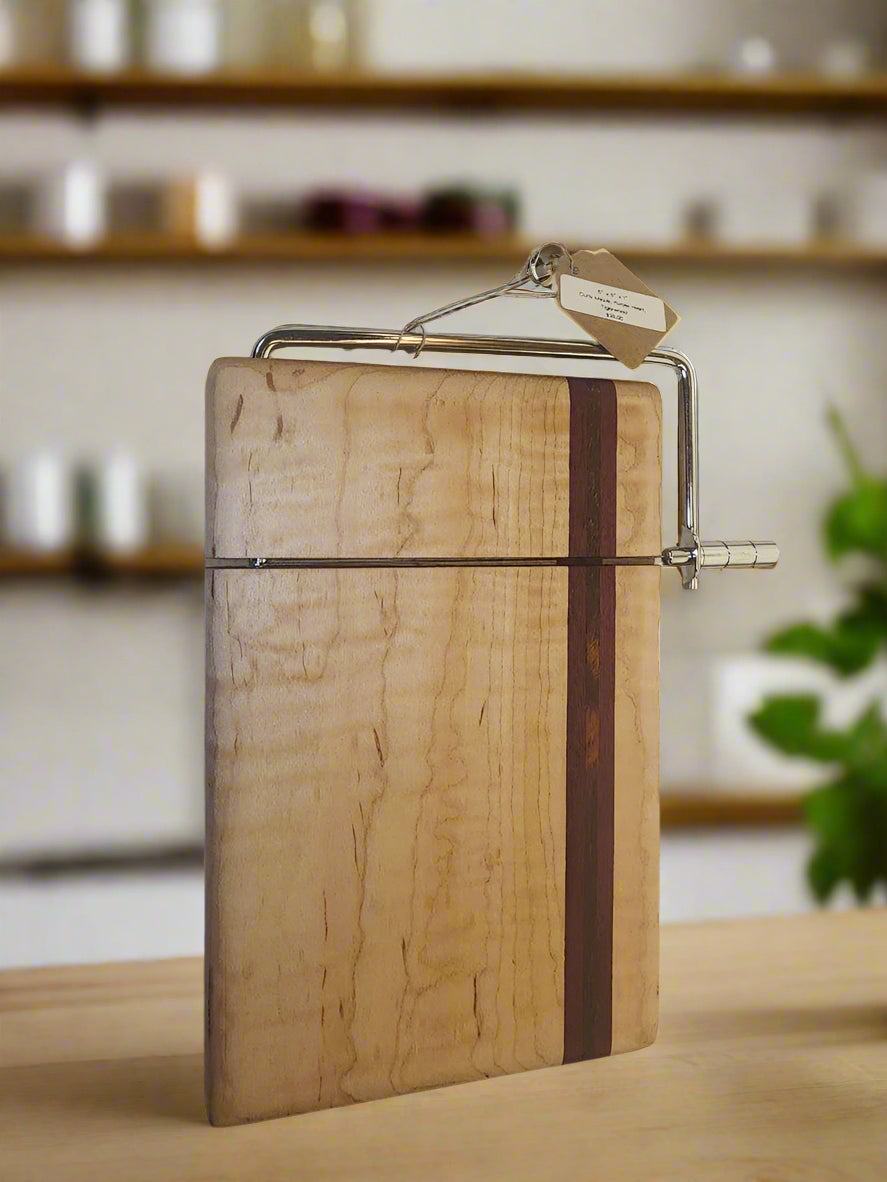 Cheese Slicer - Handcrafted Maple, Purpleheart & Tigerwood | 6"x9"x1"