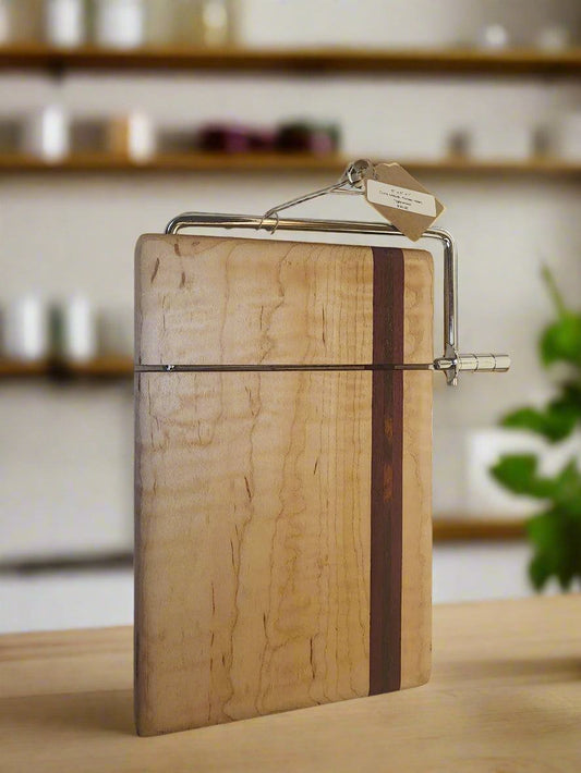 Cheese Slicer - Handcrafted Maple, Purpleheart & Tigerwood | 6"x9"x1"