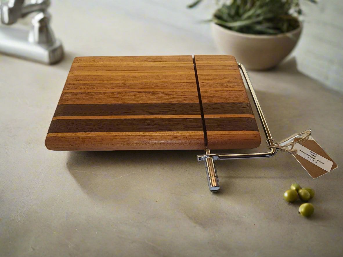 Cheese Slicer - Handcrafted Honduran Mahogany & Black Walnut, 6"x9"