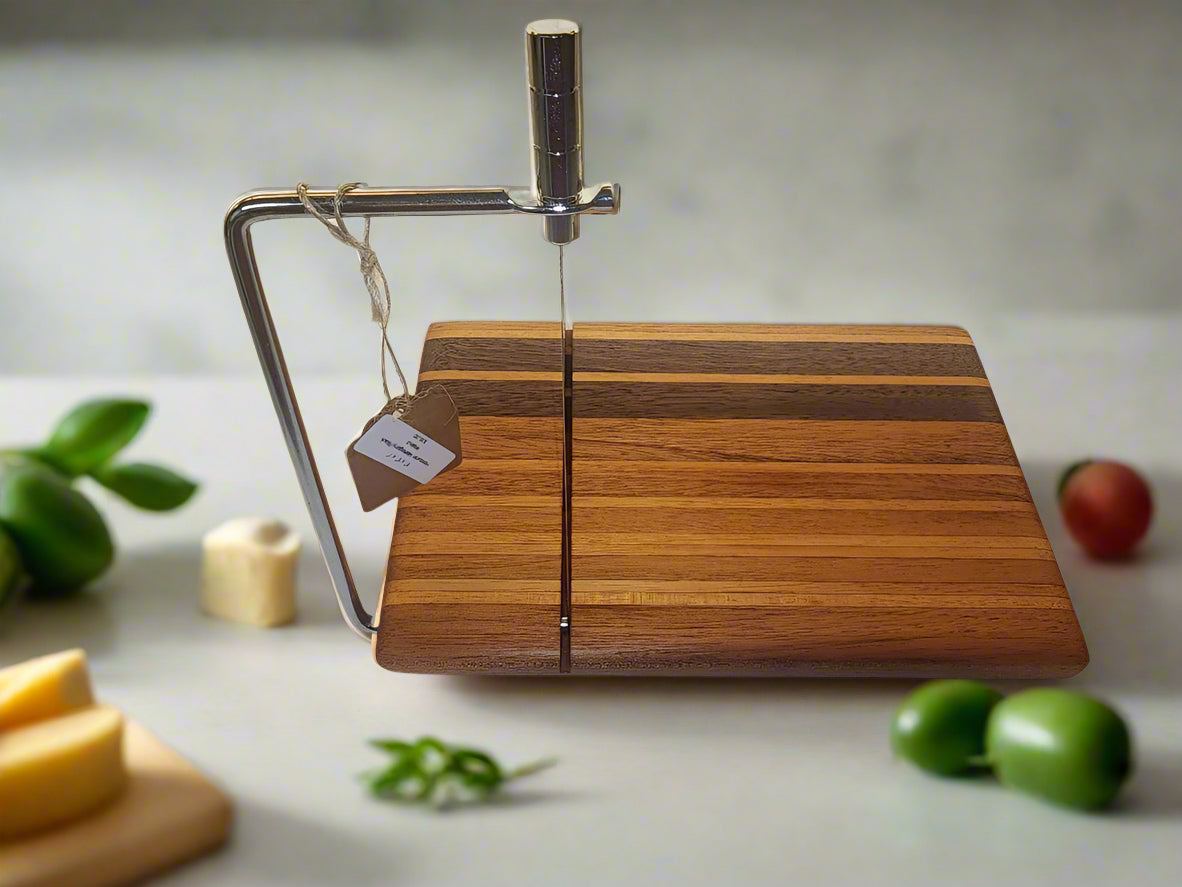 Cheese Slicer - Handcrafted Honduran Mahogany & Black Walnut, 6"x9"