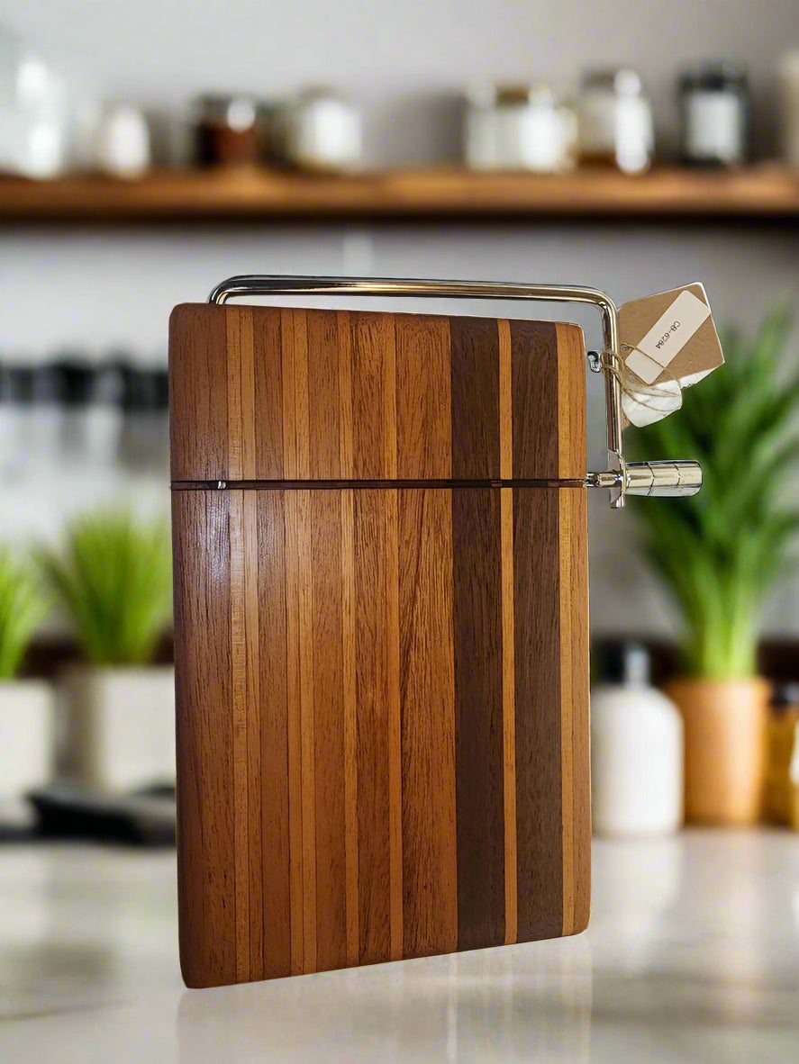 Cheese Slicer - Handcrafted Honduran Mahogany & Black Walnut, 6"x9"