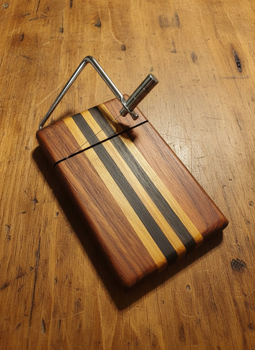 Handmade Cheese Slicer – Padauk, Canarywood & Wenge (6" x 9")