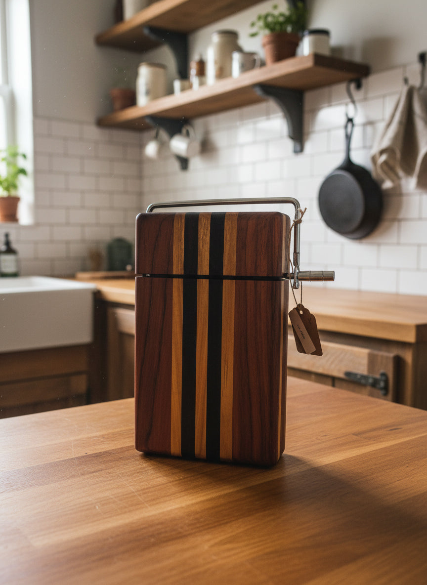Handmade Cheese Slicer – Padauk, Canarywood & Wenge Hardwood (6" x 9")