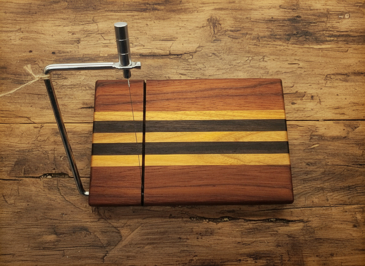 Handmade Cheese Slicer – Padauk, Canarywood & Wenge (6" x 9")