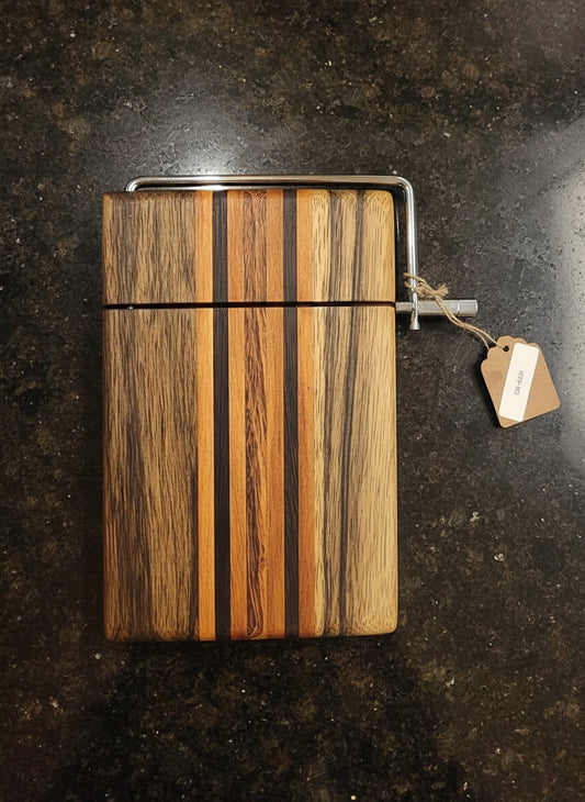 Handmade Cheese Slicer – Black Limba, Honduran Mahogany, Tigerwood & Wenge (6" x 9" x 3/4")
