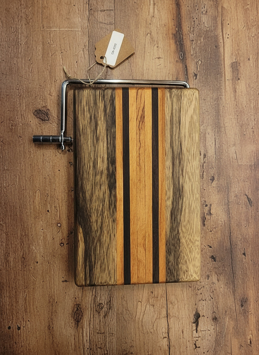 Handmade Cheese Slicer – Black Limba, Honduran Mahogany, Tigerwood & Wenge (6" x 9" x 3/4")